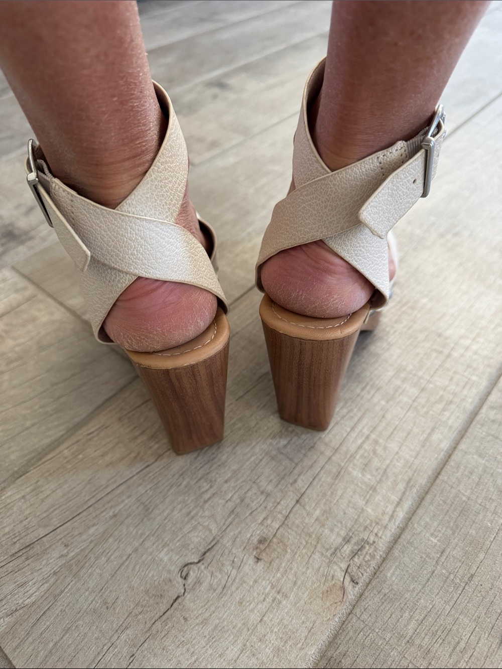 Seven Dials Cream Studded Ankle-Strap Wedge Sandals - Picture 3 of 5